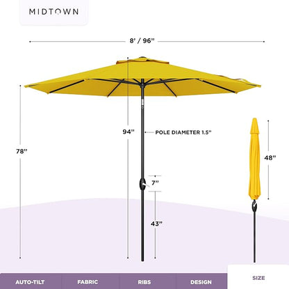 Midtown Umbrellas 10-Year-No-Fade - 8 Ft - UV Proof Sunflower Fabric - Umbrella - Image 6