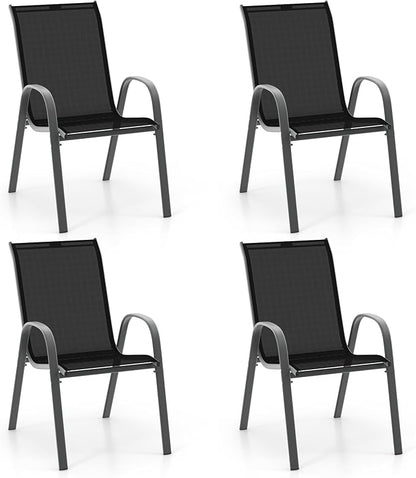 MEDIMALL Patio Chairs, Stackable Patio Chairs Set of 4, Outdoor Dining Chairs by MEDIMALL