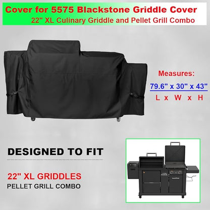 Grill Cover for Blackstone 22" XL 2022 Griddle and Pellet Grill Combo, 600D Heavy Duty Waterproof 5575 Griddle Cover for Black Stone Culinary Griddle Grill Combo Black