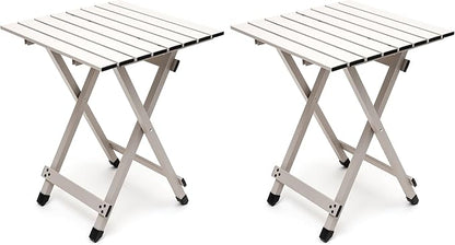 SUNNYFEEL Folding Camping Table - Lightweight Aluminum Portable Picnic Table, 18.5L x 18.5W x 24.5H Inch for Cooking, Beach, Hiking, Travel, Fishing, BBQ, Indoor Outdoor Small Foldable Camp Tables