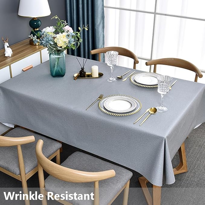 TruDelve Plastic Table Cloth for Rectangle Tables Grey Vinyl Tablecloth Waterproof Wipeable Oilcloth Tablecloths for Parties Dining Table Cover (54'' x 78'', Pure Gray)