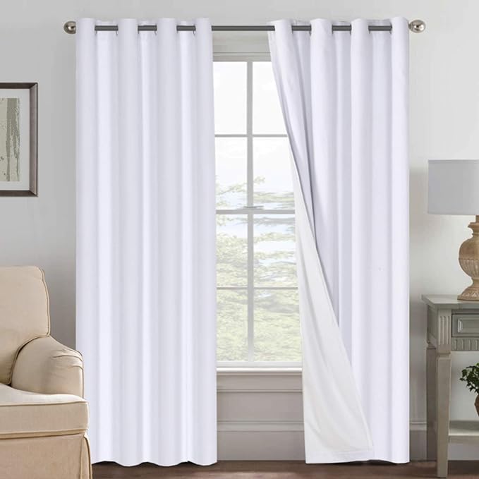H.VERSAILTEX 108 inch Curtains, Linen Blackout Curtains 100% Absolutely Blackout by HVERSAILTEX