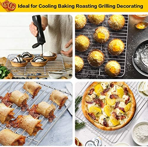 E-far Baking Cooling Rack Set of 2, Stainless Steel Metal Roasting Cooking Racks - Image 7