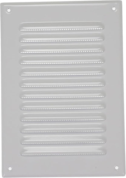 Square Ventilation Grille / 5" x 7" Inch Inside Measurement/White Metal Air Vent Louver - Inside/Outside use / 6.5" x 9.5" Inch Outer Measurement