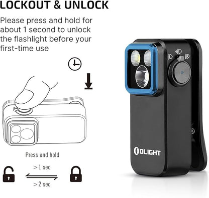 OLIGHT Oclip Pro EDC Flashlight Clip-on Light, Rechargeable 500 Lumens with Three Lighting Solutions Type-C Charging, Magnetic Flash Lights for Signaling, Cycling, Outdoor or Indoor Use(Black)