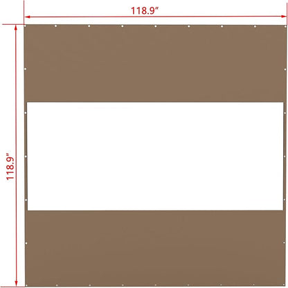 Domi Heavy Duty Outdoor Clear Panel Curtain, 18 oz Waterproof PVC Polyester Curtain, Weather Resistant & Tearproof for Patios, Gazebos, Pergolas, Privacy Screen (10'H x 10'W, Brown)