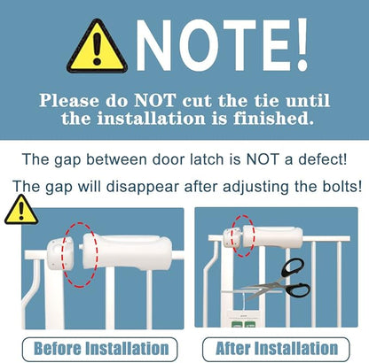 Extra Wide Baby Gate 38.5-43.5 Inch Walk Through Pressure Mounted No Drill Safety Child Gate with Door Tension Metal Gate for Stairs Doorway Puppy Dog Cat
