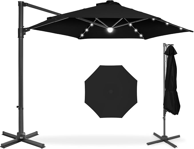 Best Choice Products 10ft Solar LED Offset Cantilever Hanging Market Patio by Unknown