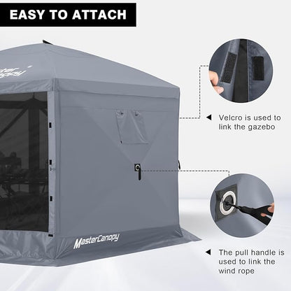 MASTERCANOPY Wind Screen Side Panel with Window for 10x10 Escape Screen Shelter Canopy Tent - Weatherproof, UV Resistant Sun Shade Attachment Accessory (Coffee Brown, 1 Pack)