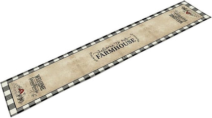 Farmhouse Table Runner, Rustic Country Barn Cottage Check Animal Coffee Table Center Decor for Home Kitchen Dining Patio Holiday Party Indoor Outdoor Table Decorations 13"x108"