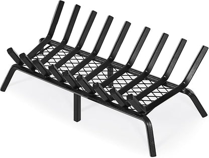 G GOOD GAIN Fireplace Grate with Ember Retainer, 30in Heavy Duty Steel Indoor, Chimney Hearth Wood Stove Burning Rack Holder,1/2 Bar Fire Place Asseccories for Outdoor, Fire Pits, Camping.