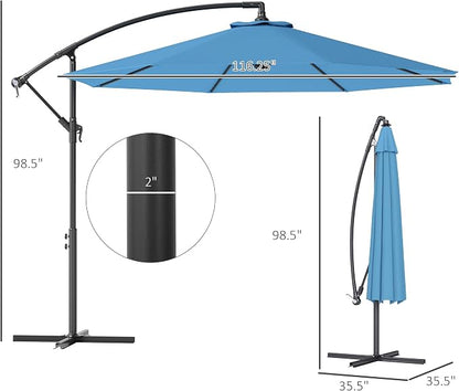 Outsunny 10' Cantilever Hanging Tilt Offset Patio Umbrella | UV & Water - Image 7