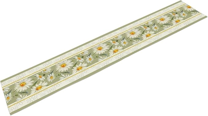 Daisy Flower Table Runner, Summer Watercolor Plants Floral Spring Garden Table Cover for Farmhouse Kitchen Dining Room Party Picnic Table Decor, 13x120inch