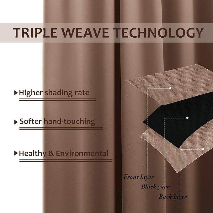 NICETOWN 2 Panels Weighted Blackout Curtains Patio Waterproof, Thermal - Image 6
