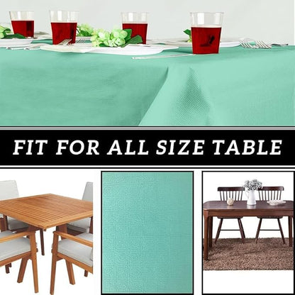 PARTY BARGAINS 54" X 108" Paper & Plastic Table Covers, Mint Green, 5 Pack