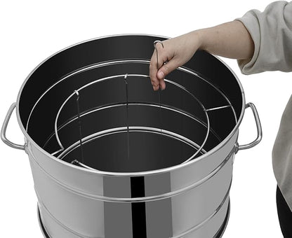 Stainless Steel Smokeless Barbecue Surround Charcoal Grill, 50 Kabob Skewer Portable Charcoal BBQ Charcoal Barrel Smoker with Grilling Accessories Set for Camping, Backyard & Home BBQ INGRILL