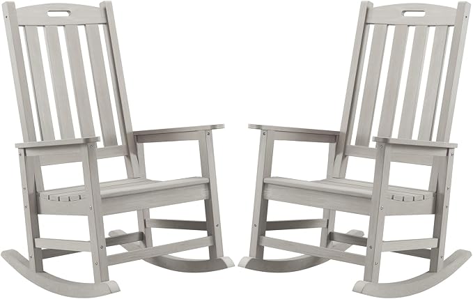 Outdoor Rocking Chairs Set of 2, Oversized Porch Rocker | Weather Resistant by PsilvamGardenFurniture