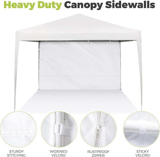 Instant 3pcs Canopy Sidewalls for 12x12 Pop Up Canopy Tent, 300D Waterproof Material for Outdoor Events, Vendor Booths, and Privacy (Sidewalls Only, Canopy Not Included)(White, 12x12ft-3pcs)