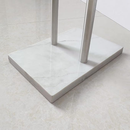 40.3 Inch Standing Towel Rack Bath Sheet Holder with Marble Design Base for Bathroom Floor 2 Tier Towel Holder Stand 304 Stainless Steel Brushed Nickel(Same Height)