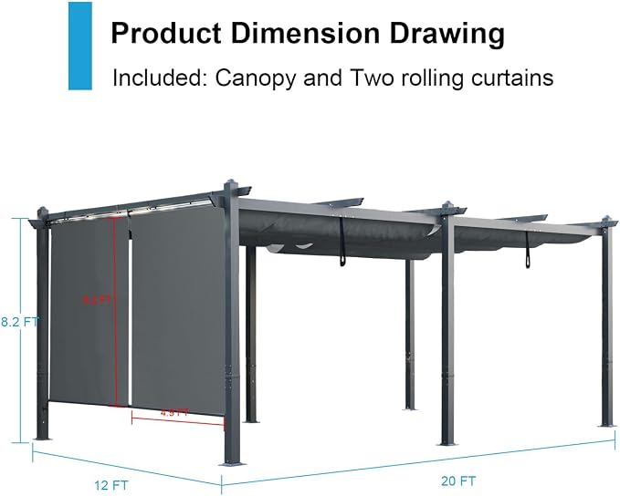 12 x 20 ft Outdoor Pergola - Image 3
