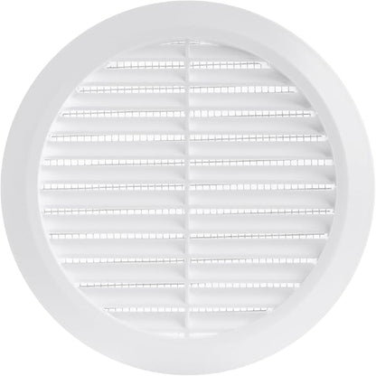 White 5" Inch Round Ventilation Grille with Insect mesh. (Duct 5Ø / Grille 6Ø) Ventilation Applications. Indoor and Outdoor Vent Cover. Available 3 Sizes / 4 Colors.