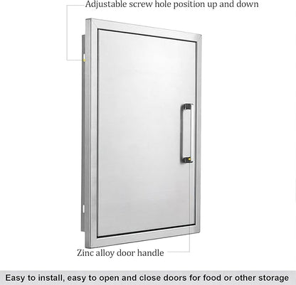 Outdoor Kitchen Door, 20 "W27 H Outdoor Kitchen Access Door, Stainless Steel Barbecue Single Door, Can Be Used for Outdoor Kitchen Island Or Outdoor Kitchen.
