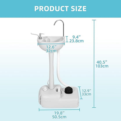 YITAMOTOR Portable Sink 17L Camping Hand Washing Station with Wash Basin Stand and Carry Bag, Wheels, Towel Holder, Soap Dispenser, for Outdoor, Travel, Boat, Gather, Worksite, Garden