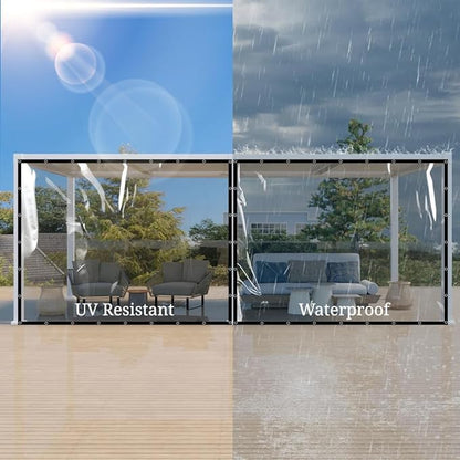 Covers & all Clear Tarp Heavy Duty Waterproof, 20mil Clear Tarp with Grommets, Outdoor Tarp for Patio Covers, Porch Screens, Greenhouses, Chicken Coop (7' H x 20' W Feet), Indoor or Outdoor Use
