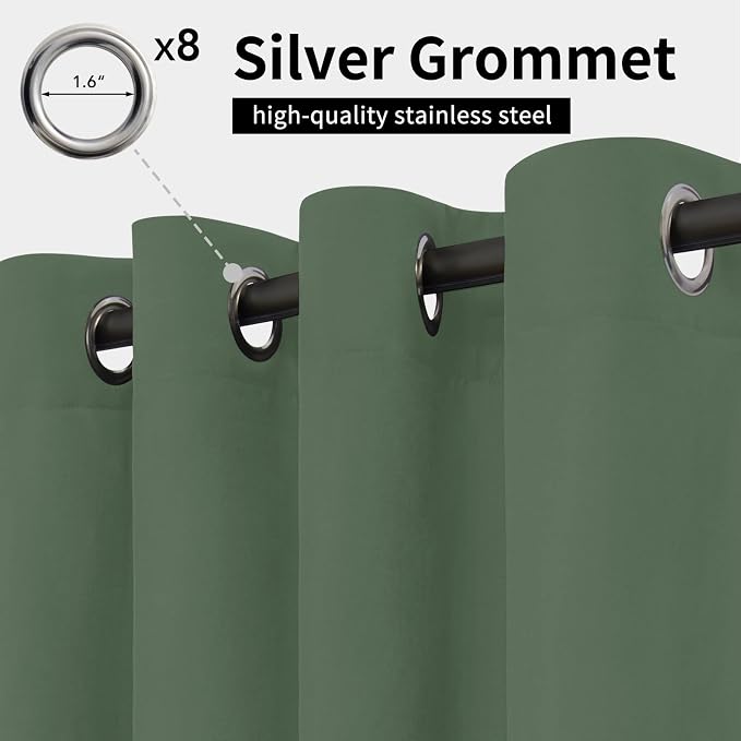 Easy-Going Outdoor Curtains for Patio 1 Panel, 54x108 inch, Sage Green | - Image 2
