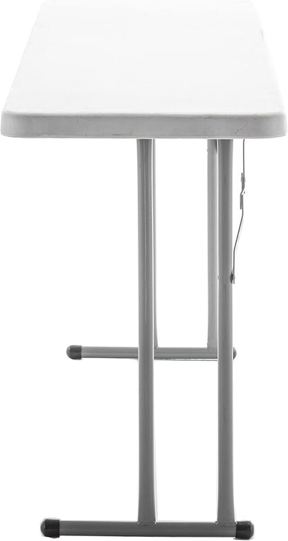BTEXPERT 6-Foot - 72" Long White Plastic Folding Seminar Training Table Portable 18" Wide Narrow, 29" High, Events Indoor Outdoor Lightweight Set of 10