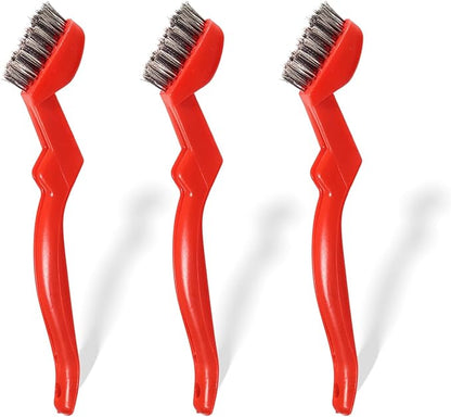 GOLDEN SMILE 3-Pack 7" Stainless Steel Wire Brushes - 40% Denser Than Standard Brushes - for Heavy-Duty Cleaning: Grill Grates, Uncoated Pans, Rust Removal, Deburring & Metal Cleaning
