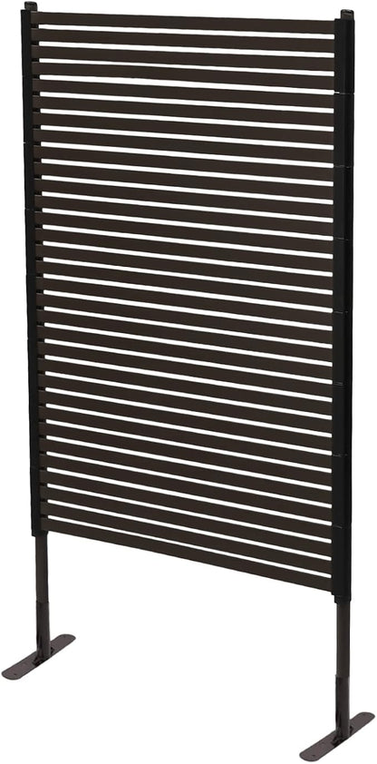 Outdoor Privacy Screens Freestanding, 35.5" W x 59" H Metal Slatted Decorative Privacy Screen and Panels with Stand, Brown Backyard Panels for Garden Patio