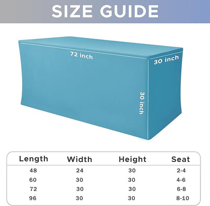 Nasitos Fitted Table Covers Stretch Spandex - 72 x 30 Inch - 4 Pack Turquoise Rectangle Table Clothes for 6 Foot Folding Tables, Wrinkle Resistant Tablecloths for Parties, Trade Show, Craft Show