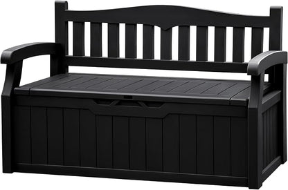 JUMMICO 80 Gallon Resin Outdoor Storage Bench Waterproof, Deck Box | Large Deck by JUMMICO