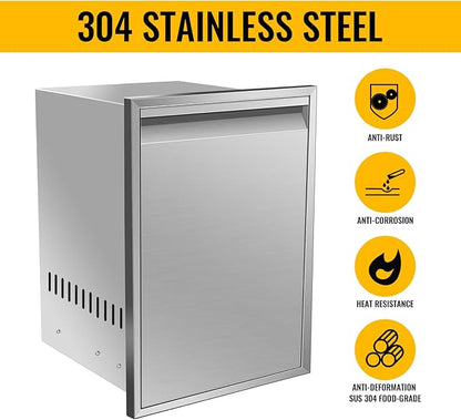 Outdoor Kitchen Stainless Steel Triple Access BBQ Drawers With Handle For BBQ Island Patio Grill Station,Trash Drawer