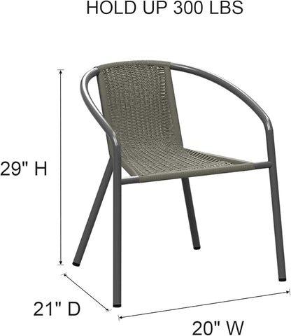 4 Pack Indoor-Outdoor Patio Stackable Rattan Chairs, Restaurant Bistro Wicker - Image 3