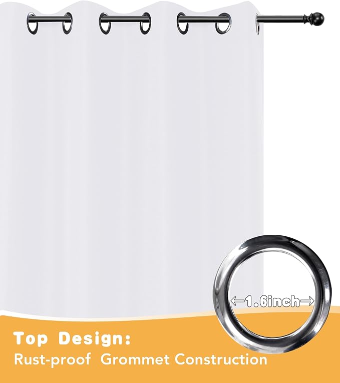 HolidayIdeas Outdoor Curtains for Patio Waterproof 2 Pcs 84x84 Inch White | - Image 4