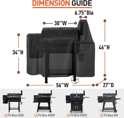 Arcedo Smoker Cover Compatible with Pit Boss 820 Deluxe, 850, 820 Sportsman, Heavy Duty Waterproof Wood Pellet Grill Covers, All Weather Protection for Outdoor Grill