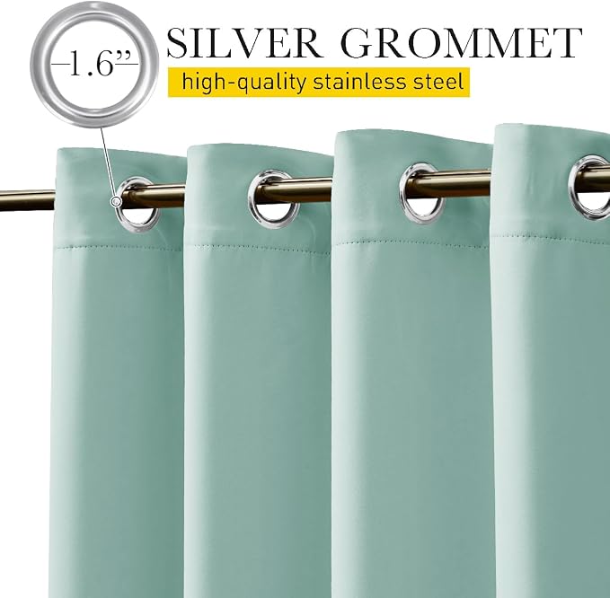 NICETOWN 2 Panels Thermal Outdoor Curtains Windproof W52xL72 Aqua Blue | - Image 4