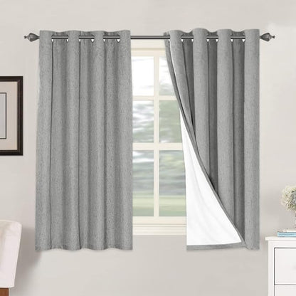 H.VERSAILTEX Linen Blackout Curtains 54 Inches Long 100% Blackout Thermal by HVERSAILTEX