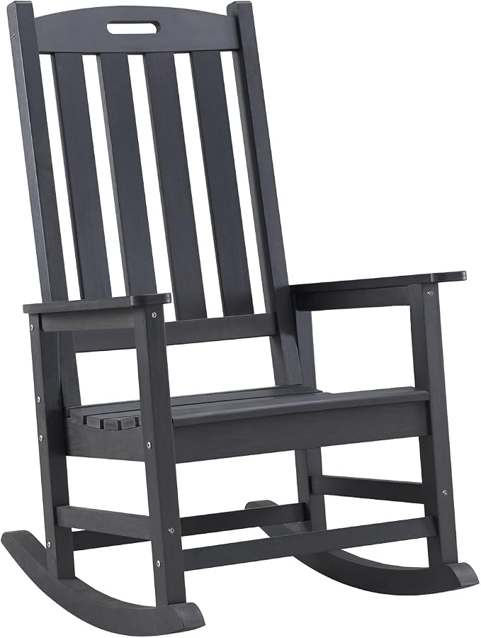 Oversized Outdoor Rocking Chair, HDPE Porch Rocker | High Back Rocking Chairs by PsilvamGardenFurniture