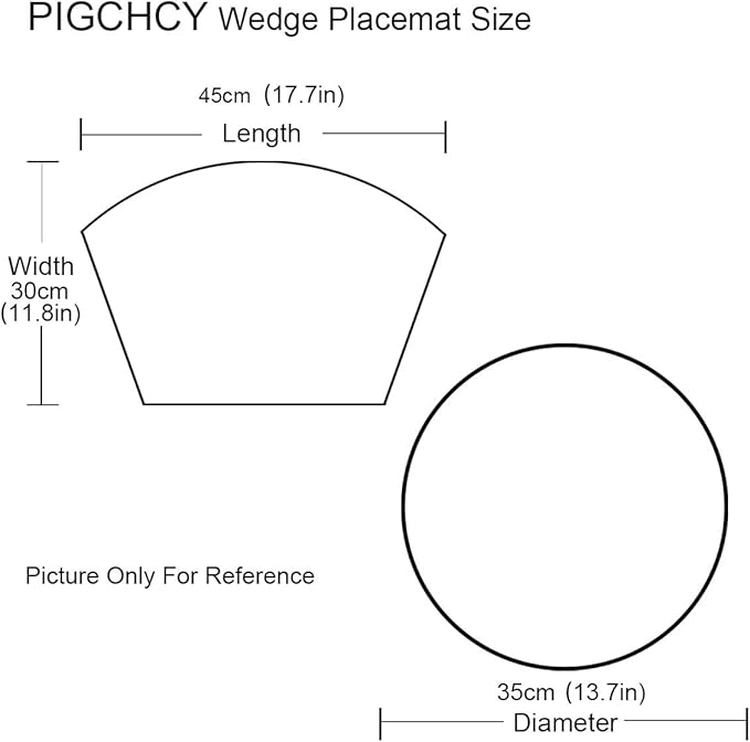 PIGCHCY Wedge Shaped Placemats Set of 6 with Centerpiece Round Mats Washable Kitchen Placemats Heat-Resistant Table Mats (Silver Grey)