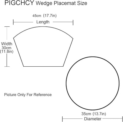 PIGCHCY Wedge Shaped Placemats Set of 6 with Centerpiece Round Mats Washable Kitchen Placemats Heat-Resistant Table Mats (Silver Grey)