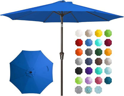 JEAREY 9FT Outdoor Patio Umbrella, Market Umbrella, Royal Blue | Outdoor Table by JEAREYOutdoorsCollection