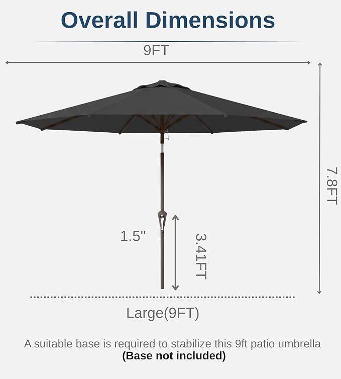 9FT Auto-Tilt Patio Umbrella|Outdoor Market Table Umbrella - Image 7