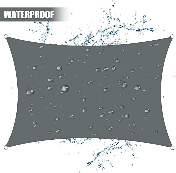 Neween Shade Sails, Waterproof Sun Shade Sail Rectangle UV Block Canopy Sun - Image 2