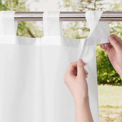 NICETOWN 2 Panels Indoor Outdoor Waterproof Patio Curtains, Sticky Tab Top Soft by NICETOWN