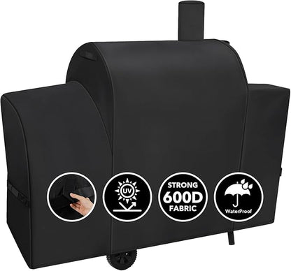 Heavy Duty 600D Grill Cover Fits for Royal Gourmet CC1830S/CC1830W/CC1830SC 30-Inch Charcoal Barrel Grill with Offset Smoker Grill Cover