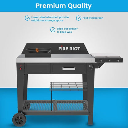 Heavy-Duty Outdoor Wok Cooking Station – 50,000 BTU Wok Burner - High-Performance 12.59” Carbon Steel Wok - Perfect for Stir-Frying, Searing, Tailgating, Fishing and Outdoor Wok Station