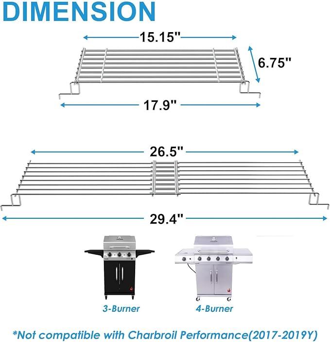 Adjustable Warming Rack Grill Parts for Charbroil Performance 3/4 Burner 463352521 463365021 463354021 463732623, Grill Swing Away Grid for Charbroil Grill Replacement Parts